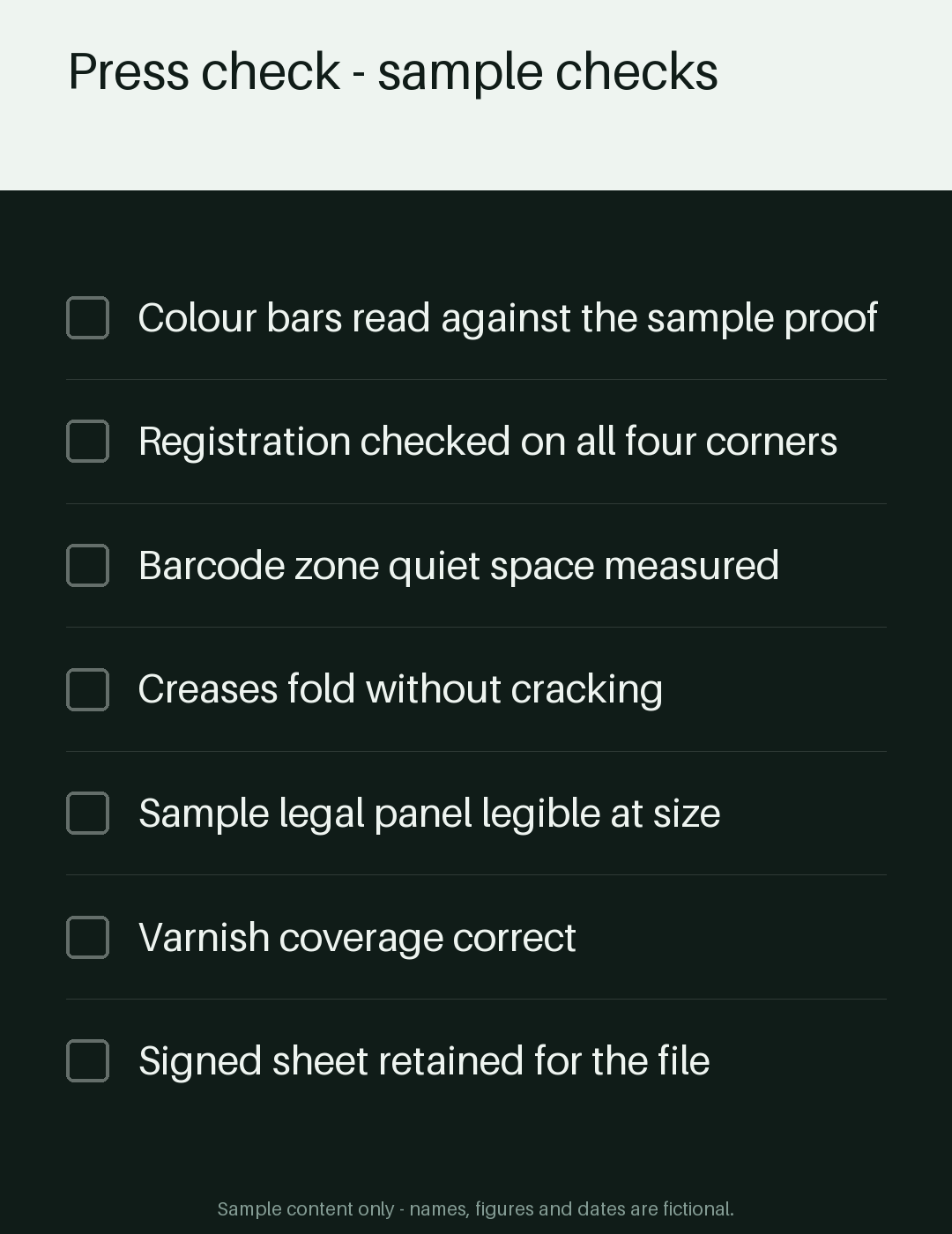 Press Check Checklist canonical preview