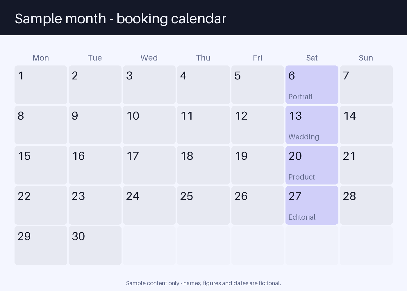 Booking Calendar Sheet canonical preview