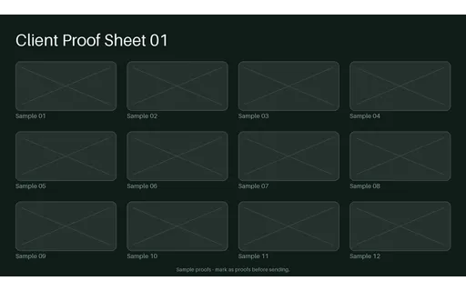 Client Proof Sheet — card-grid layout, sample content only