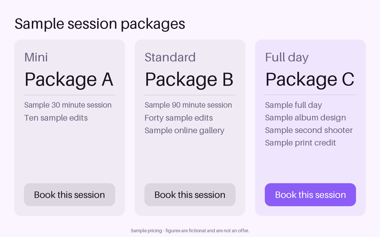 Session Package Tiers canonical preview