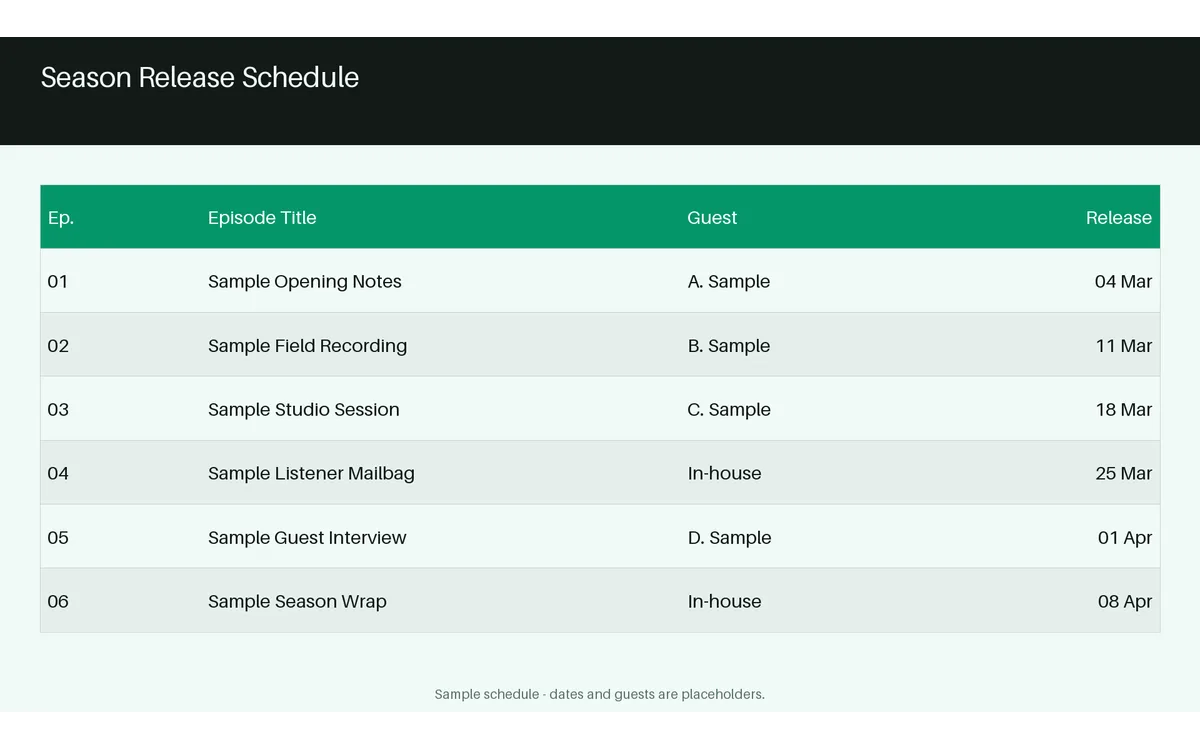 Season Release Schedule detail preview