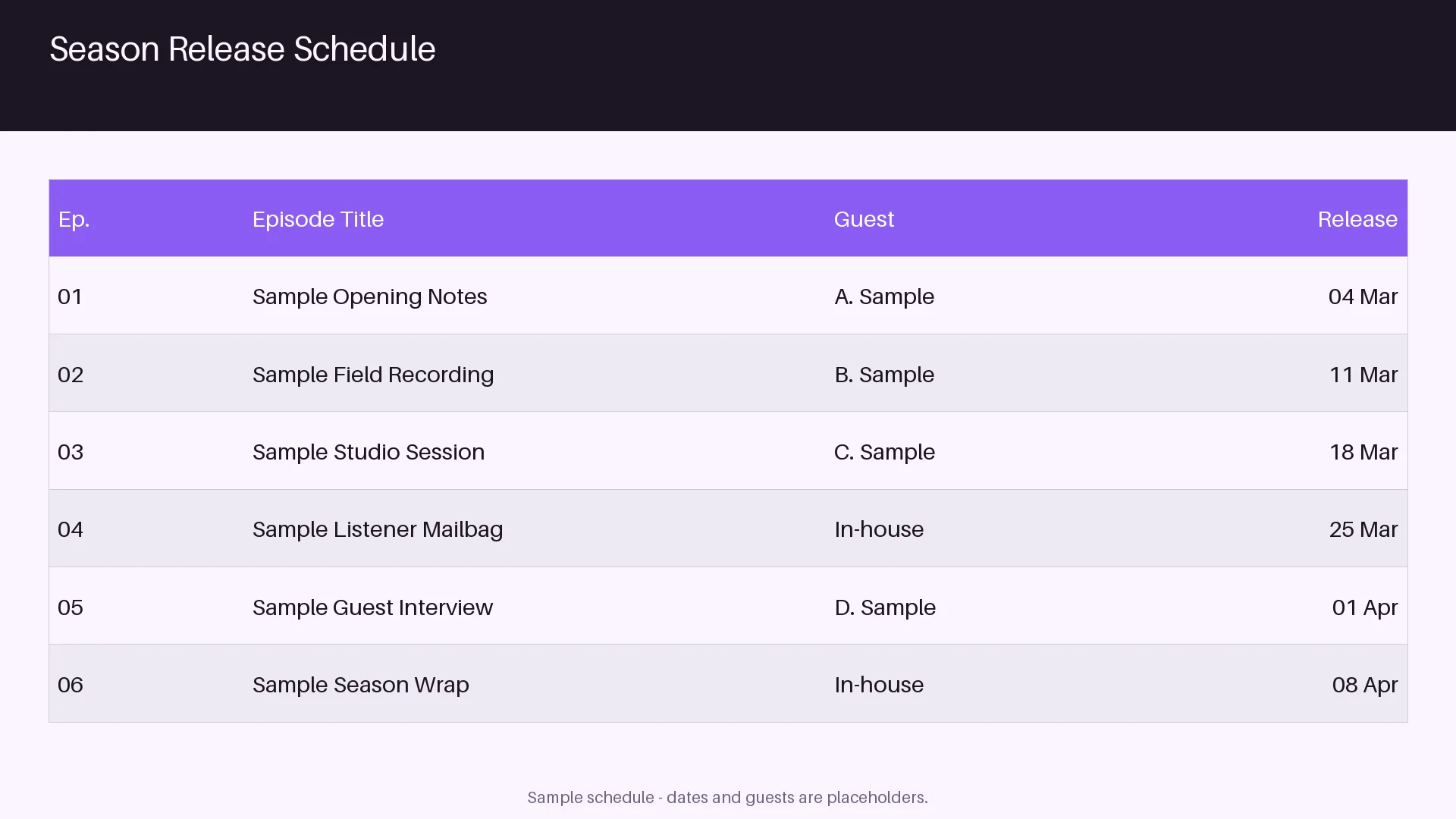 Season Release Schedule variant 2