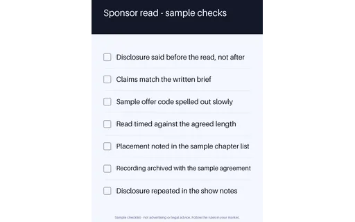 Sponsor Read Checklist template preview