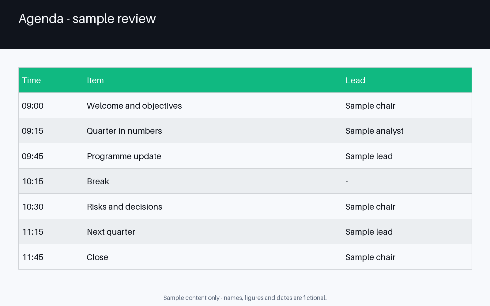 Agenda Sheet canonical preview