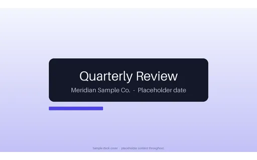 Deck Title Slide — scene-plate layout, sample content only