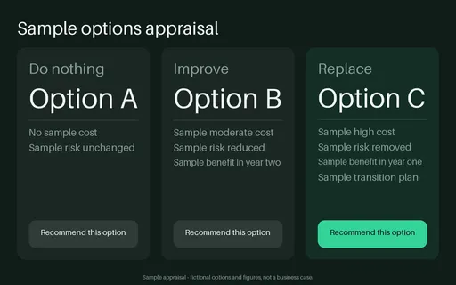 Option Comparison Tiers template preview