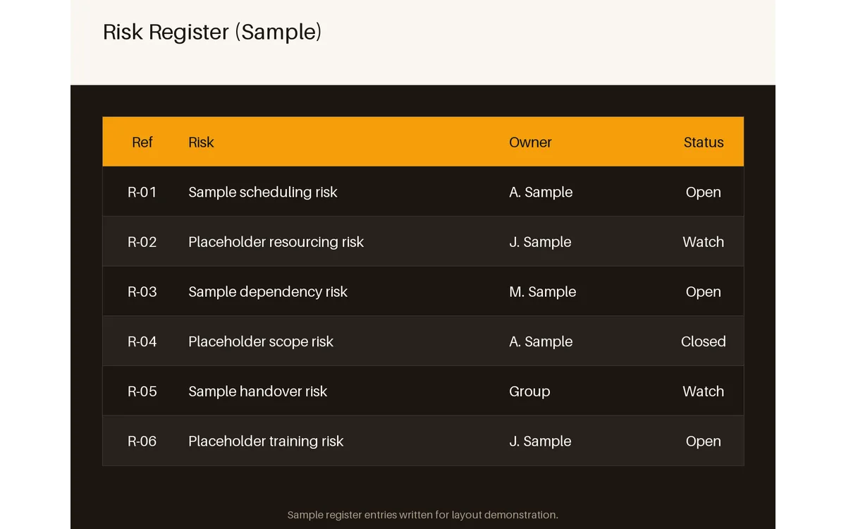 Risk Register Slide detail preview