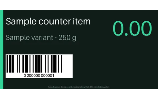 Counter Price Card template preview