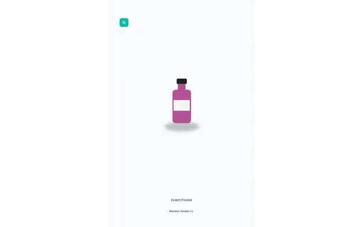Event Poster visual template preview with fictional Meridian sample product