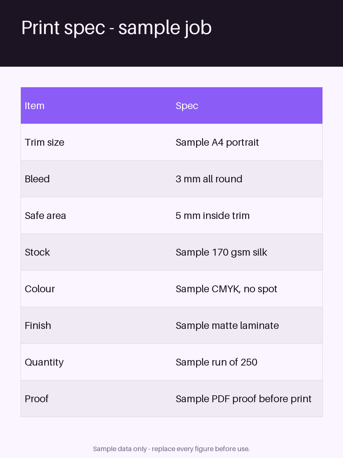 Print Spec Sheet canonical preview