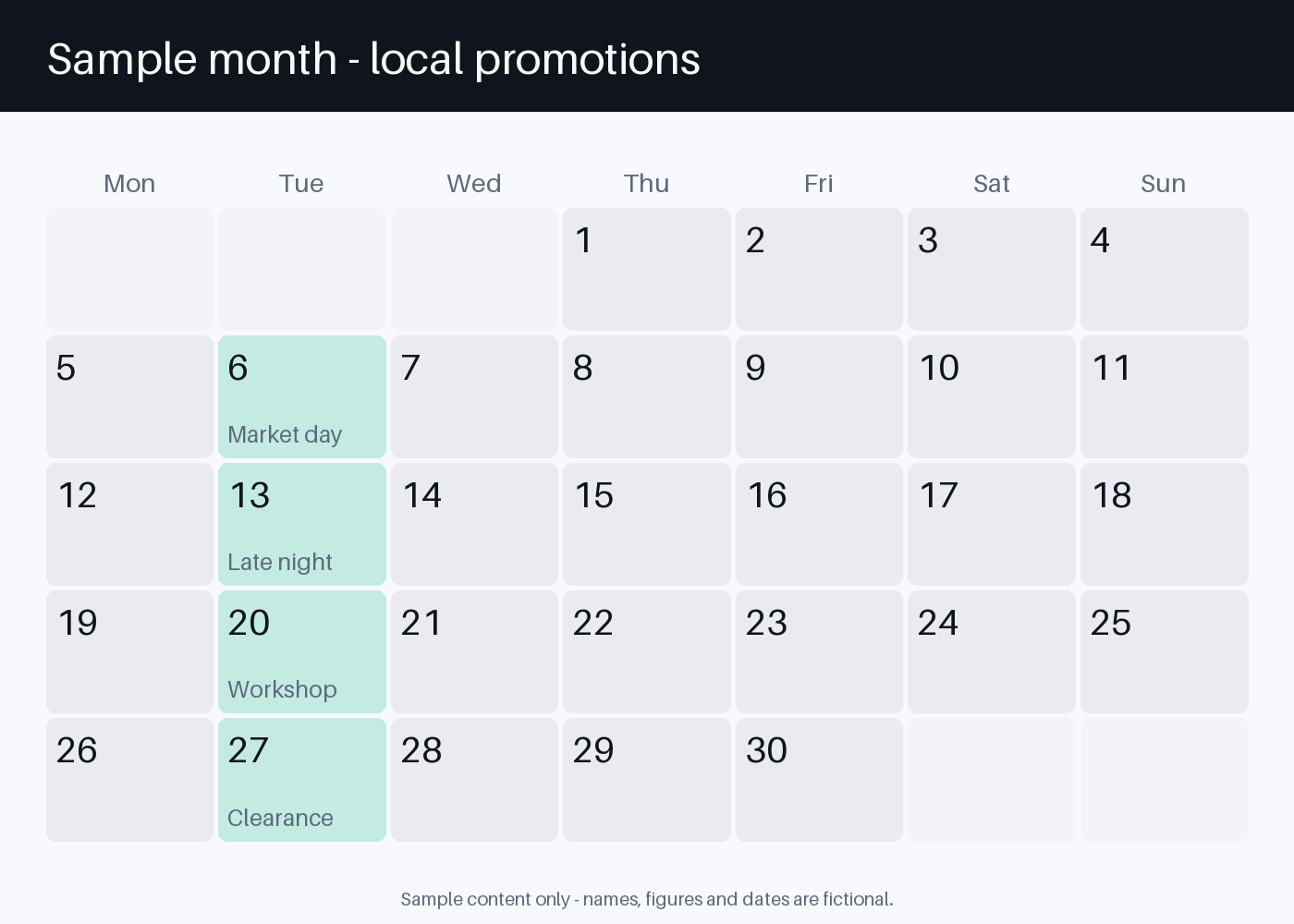 Promotion Calendar Sheet canonical preview