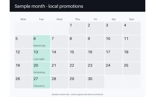 Promotion Calendar Sheet template preview