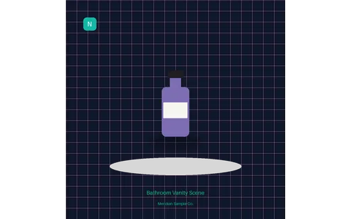 Bathroom Vanity Scene visual template preview with fictional Meridian sample product