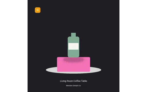 Living Room Coffee Table visual template preview with fictional Meridian sample product