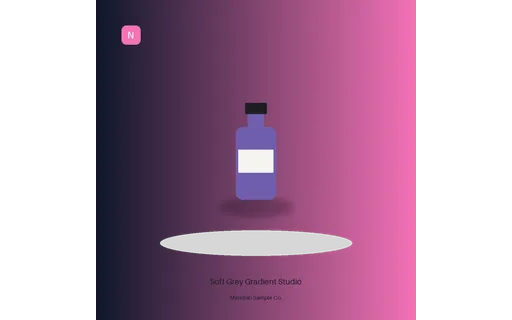 Soft Grey Gradient Studio visual template preview with fictional Meridian sample product