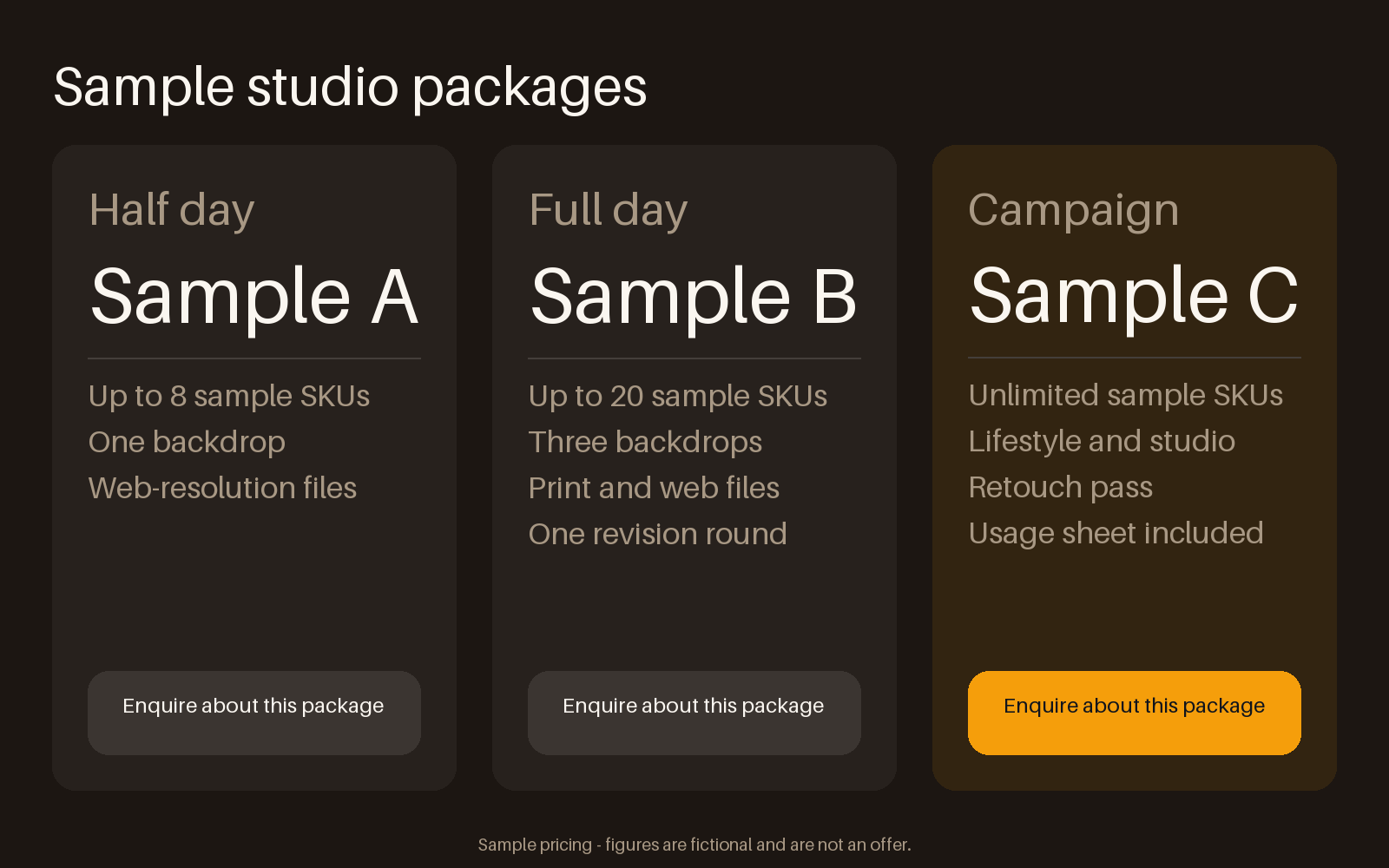Studio Day Rate Tiers canonical preview
