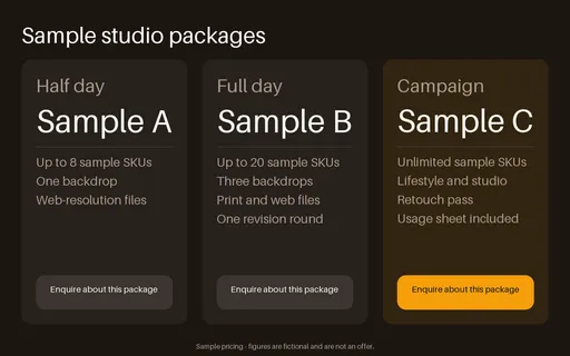 Studio Day Rate Tiers template preview