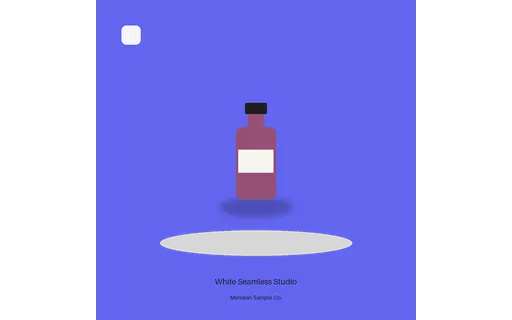 White Seamless Studio visual template preview with fictional Meridian sample product