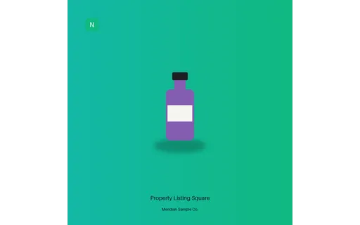Property Listing Square visual template preview with fictional Meridian sample product