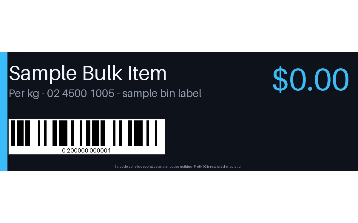 Bulk Bin Label detail preview