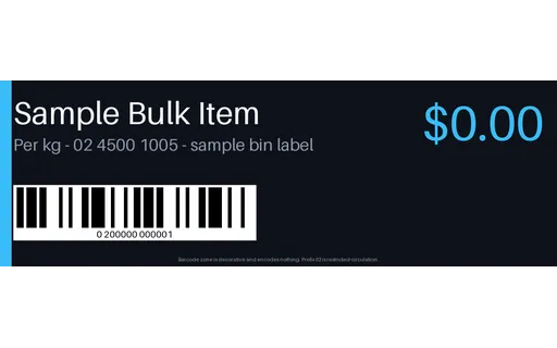 Bulk Bin Label template preview