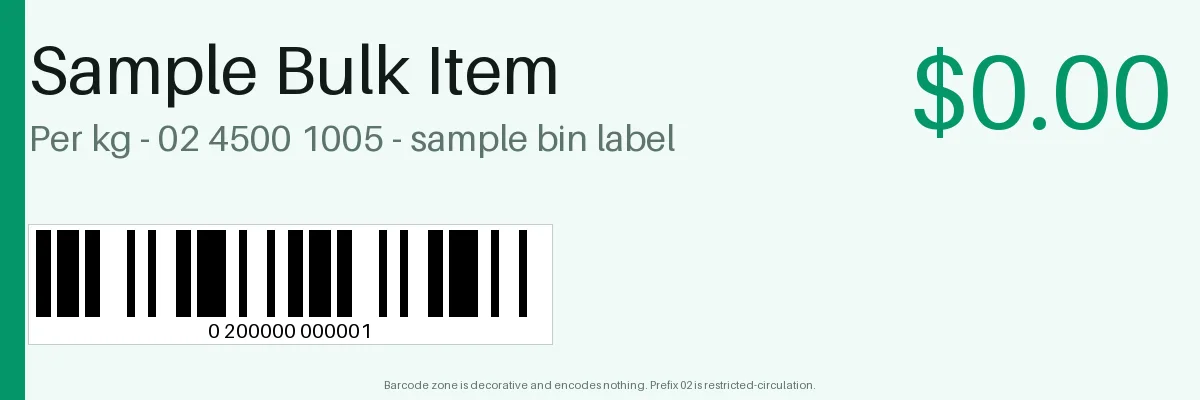 Bulk Bin Label variant 1