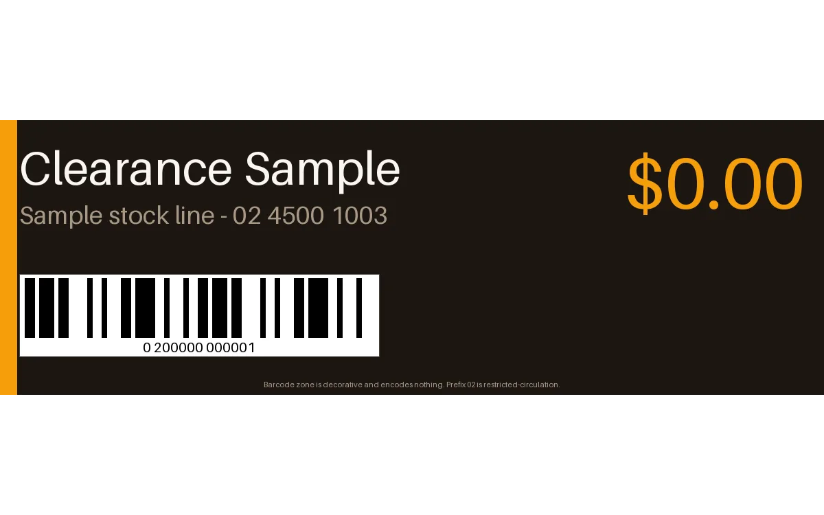 Clearance Label Strip detail preview