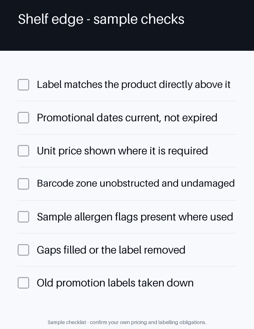Shelf Edge Checklist canonical preview
