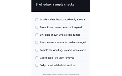 Shelf Edge Checklist template preview