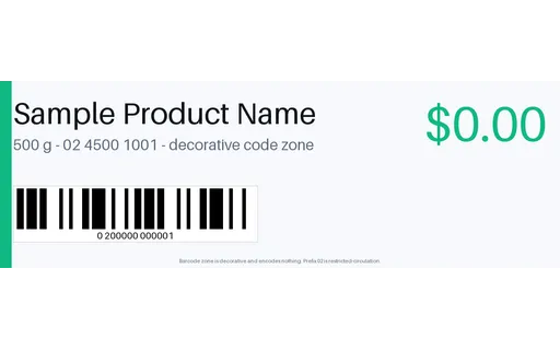 Shelf Edge Price Label — label-strip layout, sample content only