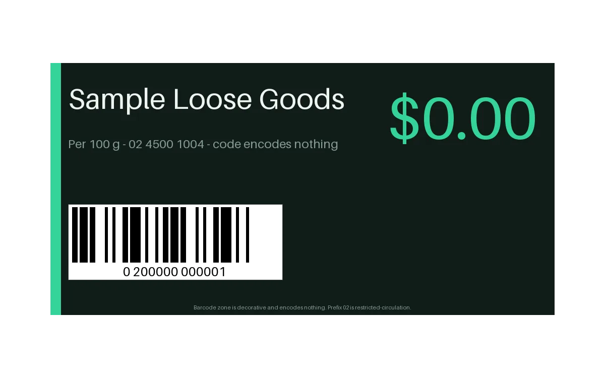 Weighed Goods Label detail preview