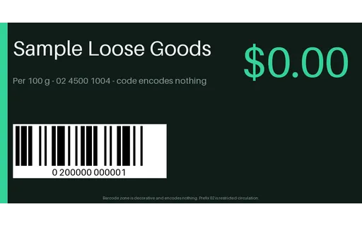 Weighed Goods Label template preview