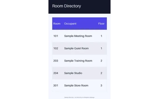Room Directory Board template preview