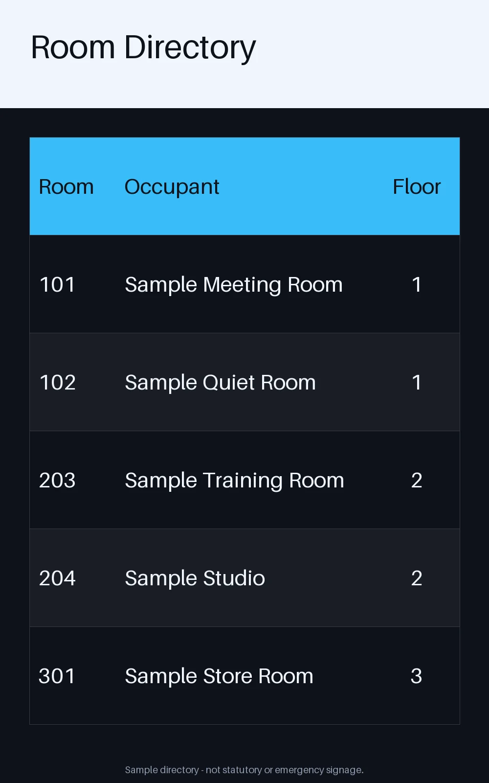 Room Directory Board variant 1