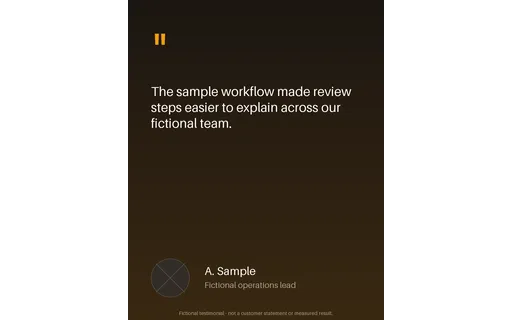 Case Study Outcome Card — quote-card layout, sample content only