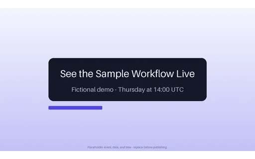 Live Product Demo Promo — scene-plate layout, sample content only