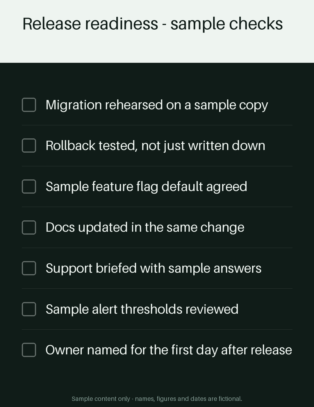 Release Readiness Checklist canonical preview