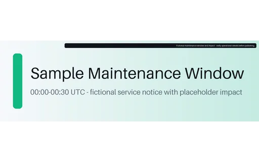 Scheduled Maintenance Notice — banner layout, sample content only