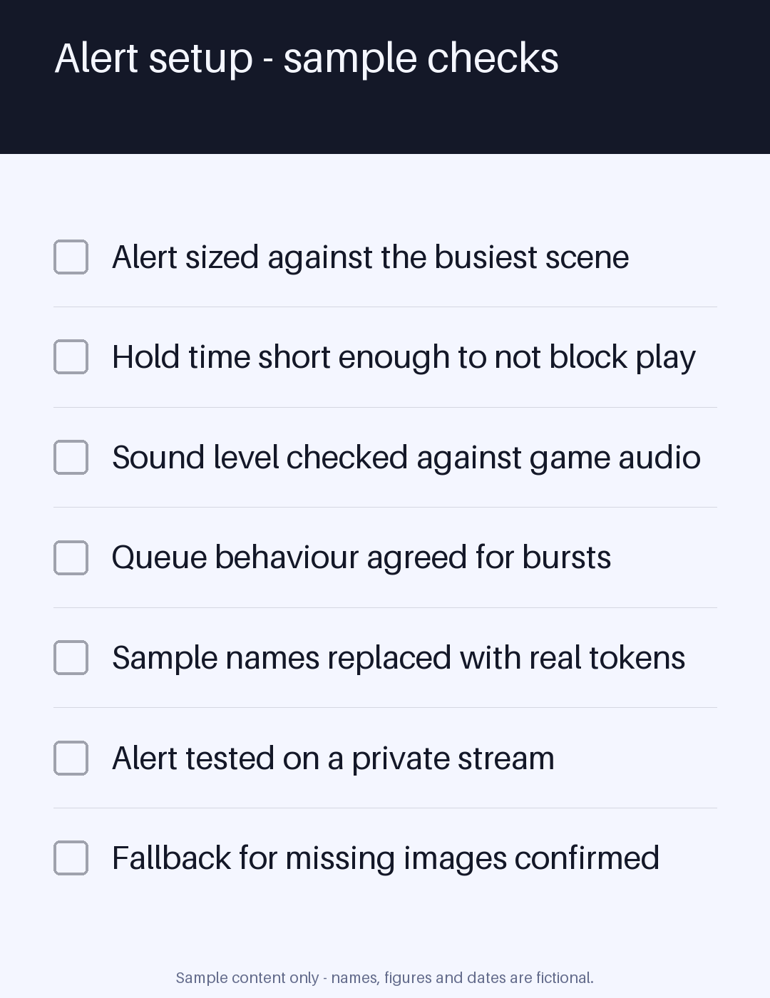 Alert Setup Checklist canonical preview