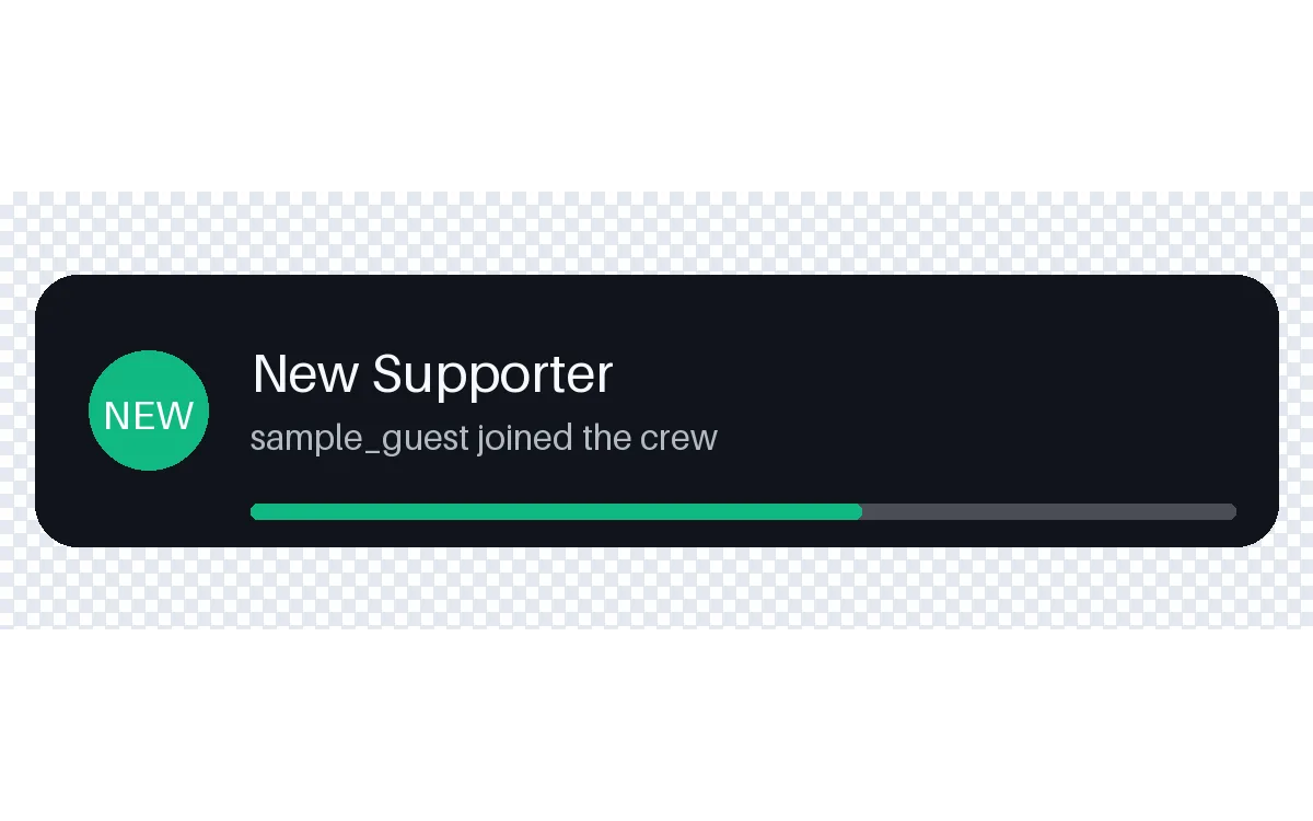 New Supporter Alert detail preview