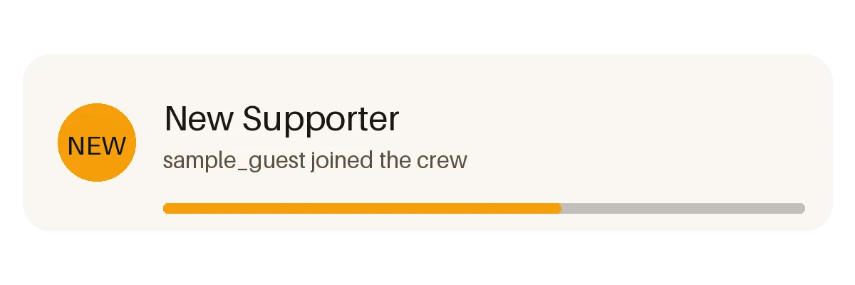 New Supporter Alert variant 1
