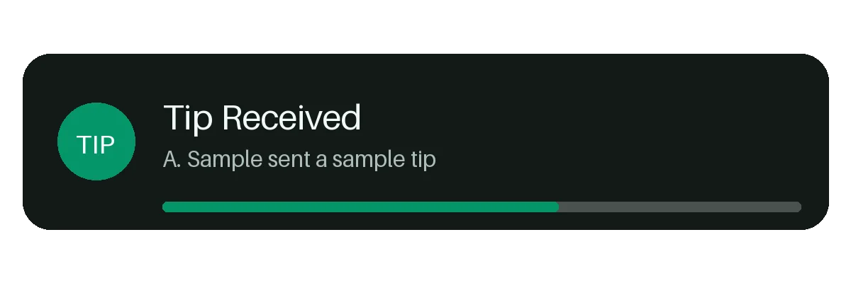 Tip Received Alert Card variant 1