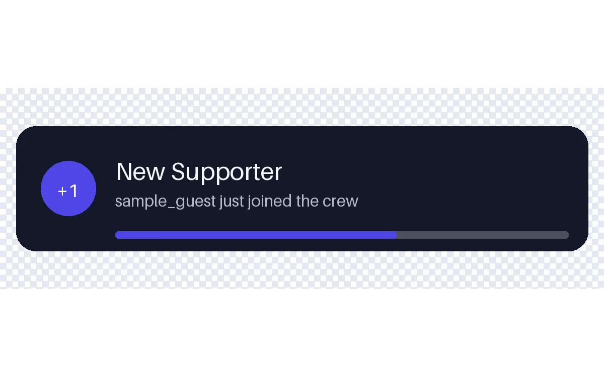 New Supporter Alert Card detail preview