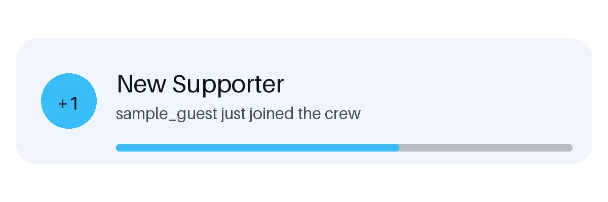 New Supporter Alert Card variant 1