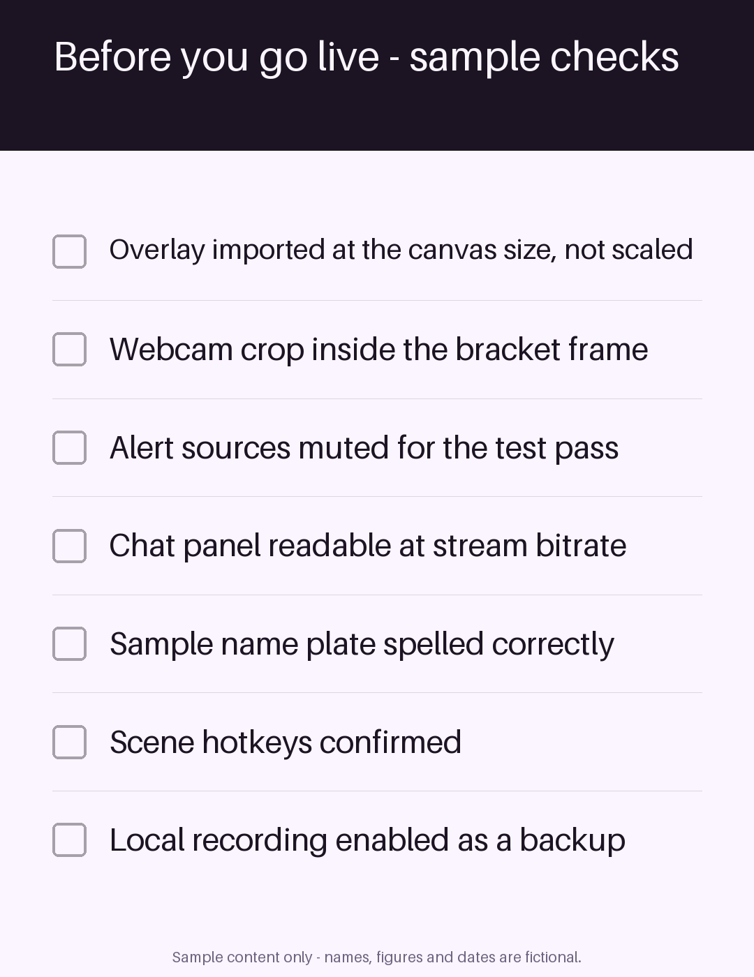 Overlay Setup Checklist canonical preview