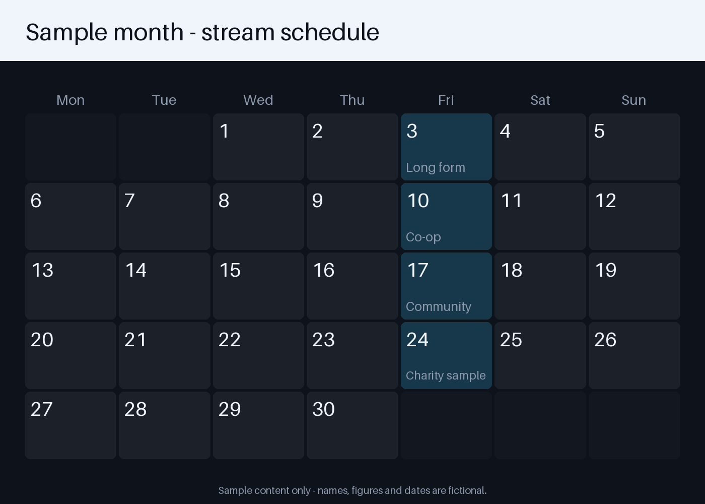 Stream Schedule Calendar canonical preview