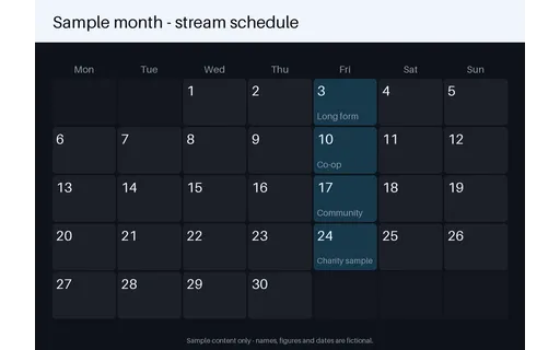 Stream Schedule Calendar template preview