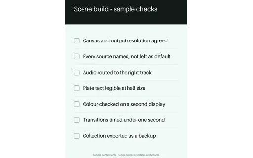 Scene Build Checklist template preview