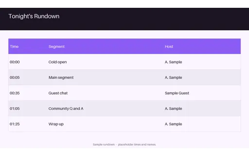 Segment Rundown Board template preview