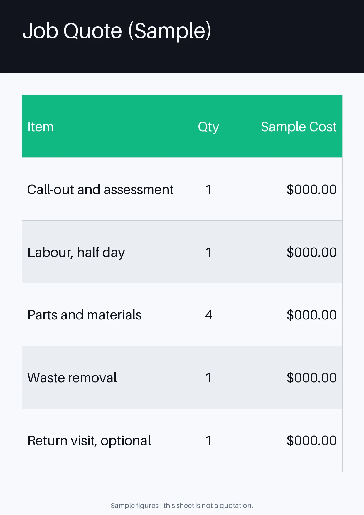 Job Quote Sheet variant 1